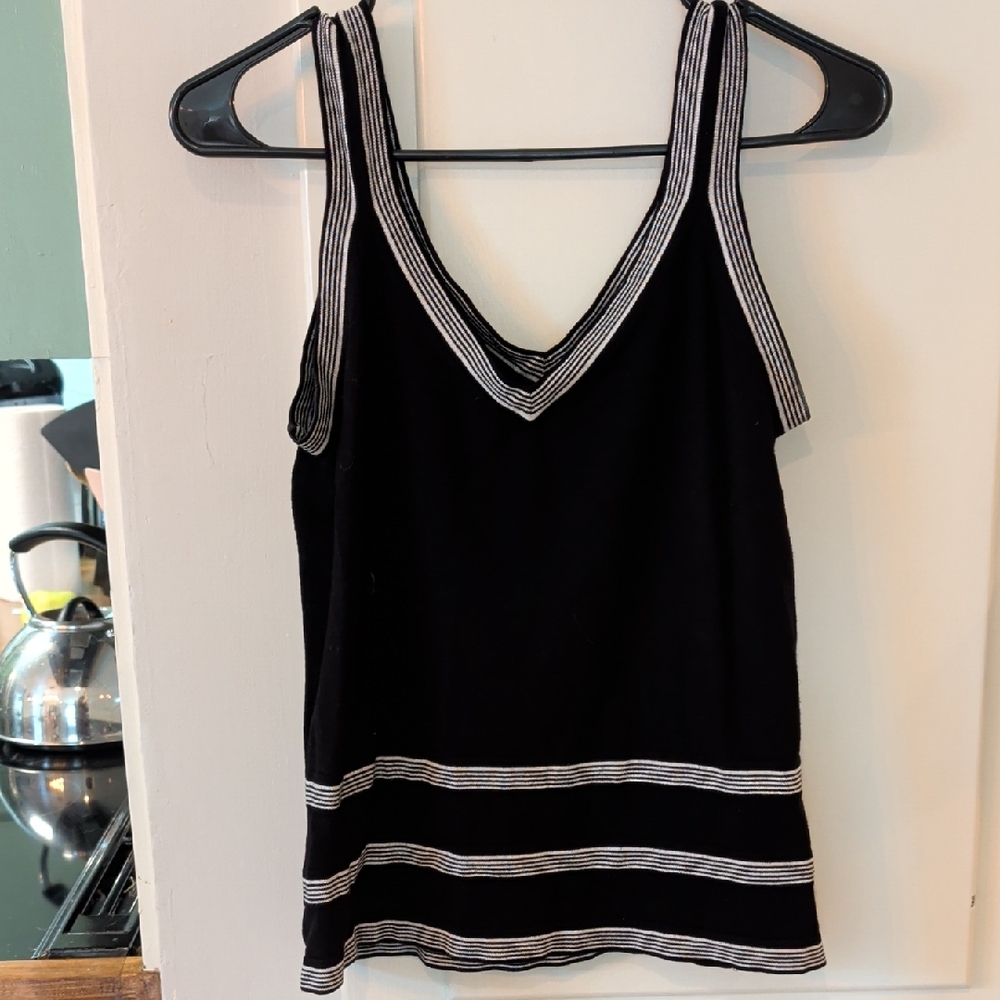 Hillard & Hanson Black and White Striped Tank Top
